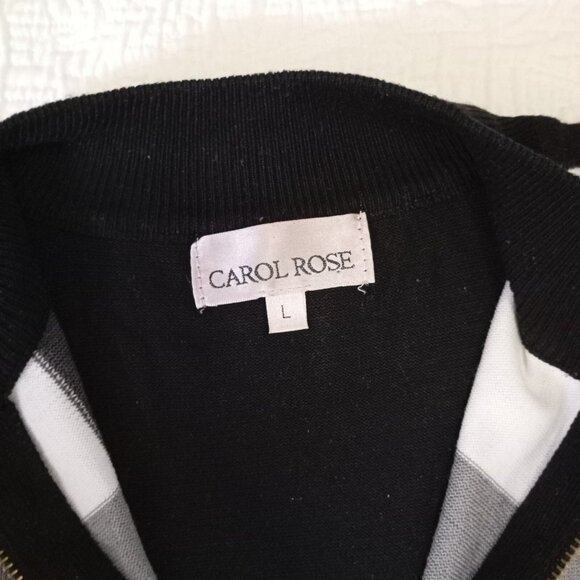 Carol Rose Tunic Sweater Size L Colorblock Long-Sleeve With Gold Zipper Womens - Picture 2 of 8